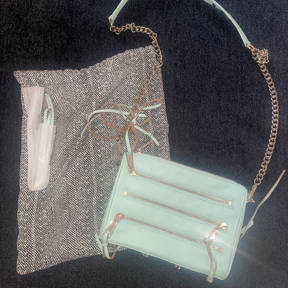 Authentic rebecca minkoff Mint Green 5 Zip Crossbody Bag